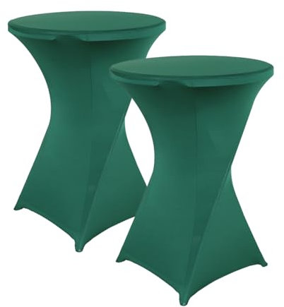 iEventStar Stretch Stehtisch Hussen Spandex Stehtischhussen Bartische Hochzeit Erstärkung im Fußbereich Rund Tischdecke für Bistrotisch Cocktail-Party (Dunkelgrün, 2er Set - Ø 80-85 cm)