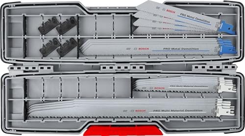 Bosch 16x PRO Tough Box Demolition Säbelsägeblatt-Set, 16-tlg. (für Rohre und Profile aus Metall, Nichteisenmetalle, Länge mm, Professional Zubehör Säbelsäge)