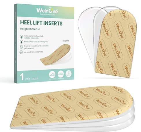 Taloneras Fascitis Plantar - Welnove Taloneras Silicona - Espaciadores de gel para aliviar el dolor de talón, espolones calcáneos(Beige,3 Layers: S)