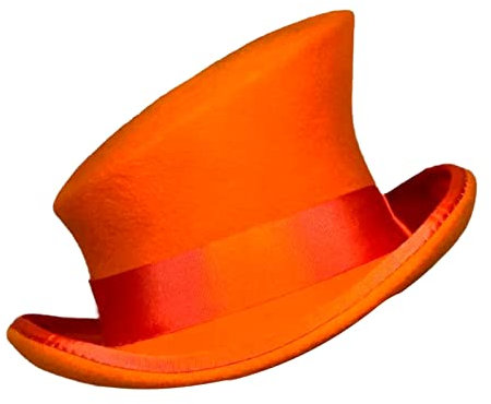 Asymmetrischer Zylinder, Wollhut, Damen, Herren, Unisex, Steam Punk, Hut, modischer Schleife, dekorativer Hut, Wollhut mit Ohren, Orange, Einheitsgröße