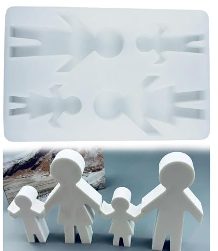 Silikonformen Gießformen, Silikonform, Familie, 4 Figuren, Weihnachten Gießformen Silikon Gießform, Epoxidharz-Guss-Set Für Schreibtisch-Ornamente, Heimdekoration Und Geschenke