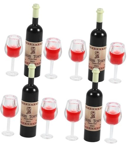 TOYANDONA Mini Bottles for Dollhouses 1:12 Scale Miniature Wine Bottles Cups for Decorative Displays
