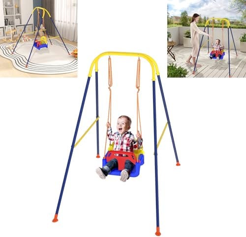 UISEBRT Babyschaukel 3 in 1 mit Rückenlehne und Anschnallgurt belastbar bis 90 kg Indoor & Outdoor, Baby Schaukelsitz Kinderschaukel Abnehmbar, für 6 Monate und älter, Mitwachsend Baby Schaukel