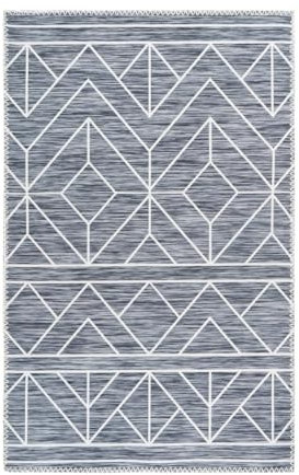 möbelando Teppich >Maya< Maya, Teppich, Flachflor, maschinell gewebt, flachgewebt, gekettelt, (BxL) 160 x 230 cm, 100% Polyester, Rückenmaterial 80% Baumwolle / 20% Polyester, Anthrazit, 1200 g/m²