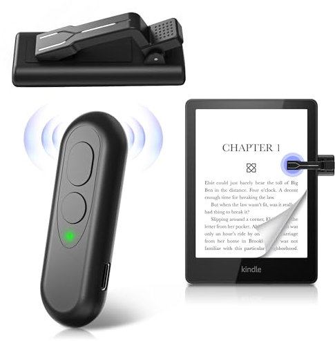 PUPINGPIG RF Télécommande Tourne Pages pour Kindle Paperwhite Oasis Kobo eReaders, Tourne Page Liseuse de iPad Phone Tablets Reading Novels, Liseuse de Photos et Vidéos(Noir)