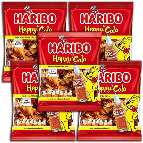 5 er Pack Haribo Happy-Cola 5 x 175g Fruchtgummi-Flaschen mit Cola-Geschmack