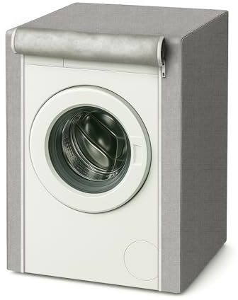 MORGICO Copertura Impermeabile Lavatrice 60x50x80 cm – Telo Protettivo con Zip e Interno Felpato – Antipolvere, Antiumidità – Uso Esterno e Interno – Universale per Tutti i Modelli (Grigio Perla)