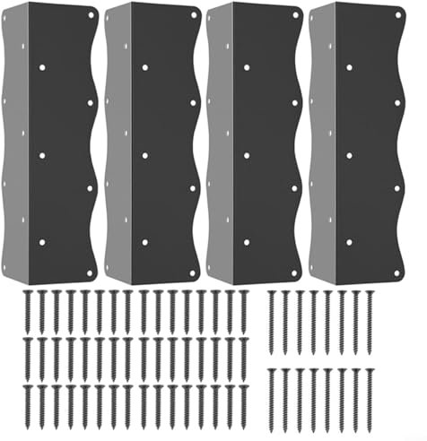 Raised Garden Bed Corner Brackets,Garden Sleeper Fixings, Double Row Screw Holes Carbon Steel Construction Support Hardware with Screws(4pcs)