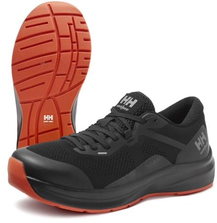 Helly Hansen Barcode Low AL EH Safety Toe Shoes for Men - Lightweight Work Shoe - Slip-Resistant Outsole - Aluminum Safety Toe - Breathable Engineered Mesh - 992 Black/Orange - 11