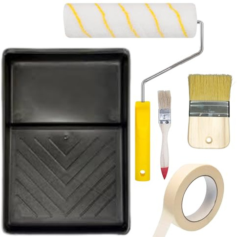 Rodillo Pintura Pared Antigoteo de Pelo Corto | Kit Pintar Paredes 6 Piezas |Cubeta Pintura Reutilizable de Gran Capacidad y Brochas para Acabados Precisos