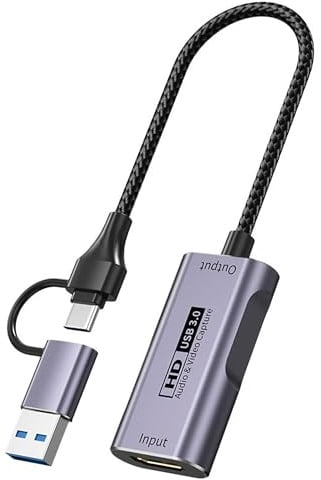 Scheda di Acquisizione Video HDMI a USB 3.0 Tipo A e Tipo C, Ingresso 4K, Acquisizione 1080P 60 FPS, Bassa Latenza, Compatibile con Switch, PS5, Xbox, PC e OBS
