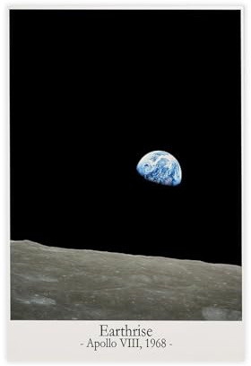 QOTOPGPG Earthrise Fotodruck, Apollo 8, Weltraum, Wandkunst, Leinwand-Poster, Schlafzimmer, Dekoration, Landschaft, Büro, Raumdekoration, Geschenk, 60 x 90 cm