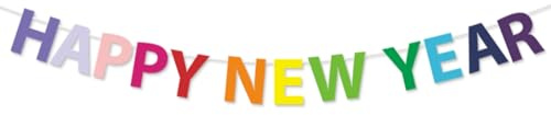 DazzJoy Happy New Year Girlande Bunt, Silvester Deko 2026 Girlande Bunt, Happy New Year Deko Girlanden, Deko Silvester 2026 Banner, Frohes Neues Jahr 2026 Banner für New Year Decoration, Silvesterdeko
