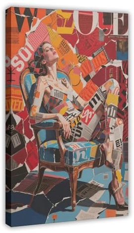 UIYTYBGAG Lebendige Pop-Typografie-Collage, Leinwand-Poster, Wandkunstdruck, Bild, Gemälde, 50 x 75 cm