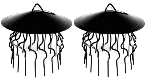 Chimney Cowl Rain Cap Bird Guard 13 Round Guard Pointed Bird Cage Guard Conical Cover (Black, Pack of 2)