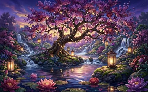 Cerisiers du Japon en en en Puzzle en Bois 1000 Pièces, Casse-Tête Adultes | Puzzle en bois 1000 pièces, 75x50cm, dès 14 ans, motif Cerisiers du, pièces précises, Cadeau Déco Murale et déco murale.