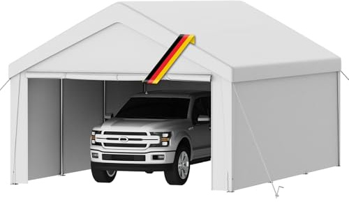 Kuro-sagol Tonnelle Carport, 4x6m, avec 4 Parois Latérales, Imperméable et Résistante aux UV, Résistante à l'hiver, avec Tubes en Acier Galvanisé, pour Jardin, Fête et Entrepôt, Blanc