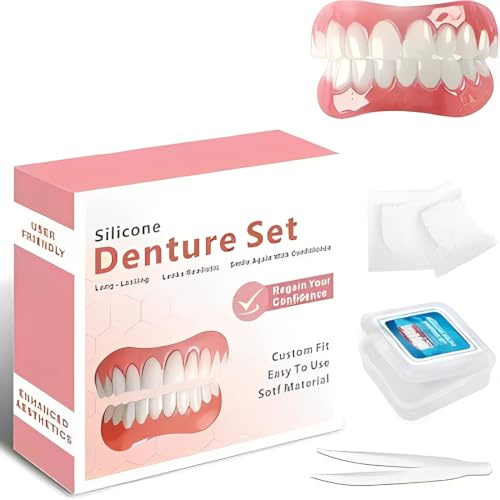1 Set Facette Dentaire Cosmétique, Dentier Provisoire Avec Palais, Prothese Dentaire, Pour Blanchiment Des Couvrir Les Dents Imparfaites(A)