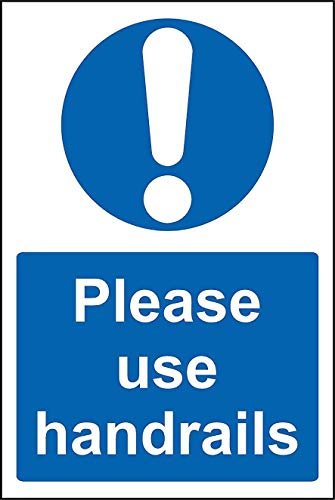 Please use handrails safety sign - 1.2mm Rigid plastic 200mm x 150mm