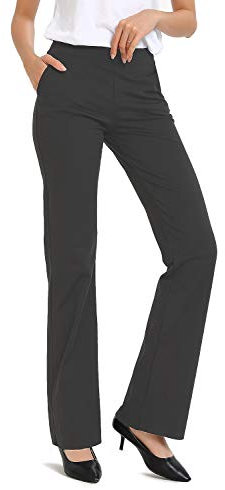 Safort Regular/Tall Bootcut Yoga Hose mit 71cm/76cm/81cm/86cm Schrittlänge, Dressy, Zwei Taschen, Grau, XXL