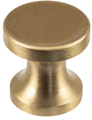 Gedotec Möbelgriff Messing matt gebürstet Schrankknopf Vintage Möbelknopf Antik für Schubladen - H10183 | Tür-Knopf Ø 25 mm | Kommoden-Knopf rund | 1 Stück - Design Knauf Landhaus-Stil mit Schrauben