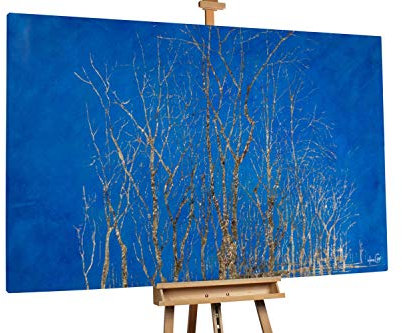 KunstLoft® XXL Gemälde 'Cobalt Nights' 180x120cm | original handgemalte Bilder | Baum Äste Blau | Leinwand-Bild Ölgemälde einteilig groß | Modernes Kunst Ölbild