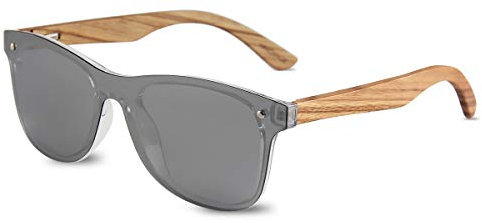 LumiSyne Lunettes De Soleil En Bois Véritable Pour Homme Et Femme Lunettes De Soleil Polarisées UV400 Verres Plats Miroir Sans Monture Pour La Conduite Sport Voyage