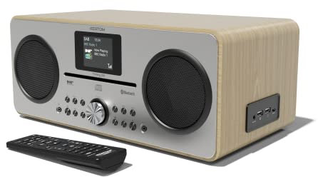 DAB/DAB+ & FM Digital Radio with CD Player | Bluetooth & USB MP3 Player | Premium Sound | Remote Control | Mains Powered | Perfect for the Home or Office | AZATOM Trinity D3 (Oak)