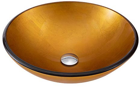 chicstyleme Cloakroom Wash Bowl Bar Sink Vessels Sink Bathroom Wash Basin Round Countertop Basin Tempered Glass Basin Single Bowl Sinks 42cm