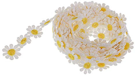 Yourandoll Blumen Spitzenband Spitzenborte Spitze Dekoband für Hochzeit Deko Handwerk Nähen Deko (Gelb Weiß)