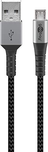goobay 49273 Micro USB Kabel – Extra Robustes Premium Textilkabel mit Metallsteckern - 0,5m, space grey