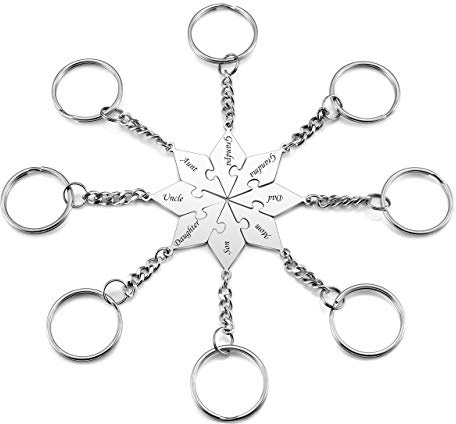 Sunligoo 8X Puzzle Schlüsselanhänger Partner Freundschaft Schlüsselbund aus Edelstahl Schlüsselring Keychain mit Persönlichen Gravur
