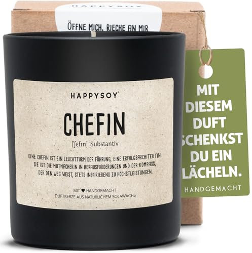 Chefin Definition Duftkerze im Glas - Geschenk für deinen geschätzten Boss weiblich - nachhaltige Geschenkidee für Anerkennung und Wertschätzung - schonende Rohstoff-Bearbeitung