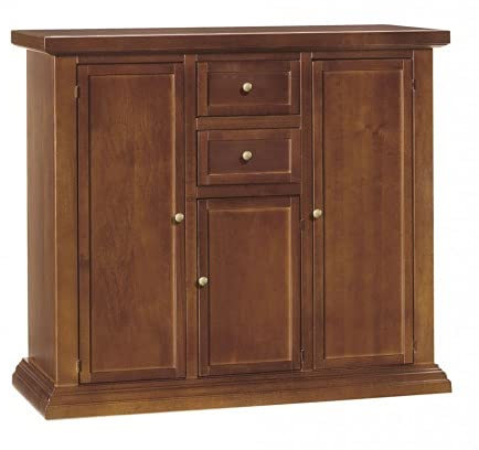 Mar.c.a. Design, Aparador de Madera, Nogal Oscuro - Aparador Cocina con Cajones, Estantes y Puertas - Mueble TV y Mueble Recibidor 100x40x88H cm - Mueble Salon y Mueble Cocina Clásico - Made in Italy