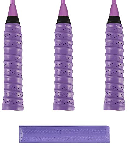 ILLUVA 3 Stück Tennisschläger Griffband Anti-Rutsch, Badminton Griffband Overgrip, Squash Ersatzschlägergriffe (Violett)