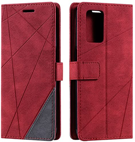 Vankii Funda para OPPO Realme 8i, Billetera Carcasa Protectora Libro Tapa Silicona Bumper PU Cuero Cartera Case Flip Cierre Magnético Leather Soporte Wallet Antigolpes Cover (Rojo)