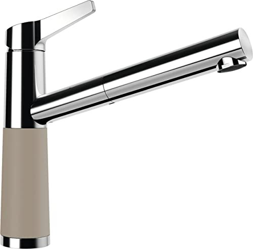 SCHOCK Küchenarmatur SC-510 Twilight – braune CRISTADUR Niederdruck Armatur mit ausziehbarer Schlauchbrause und Standard Norm-Anschlüssen