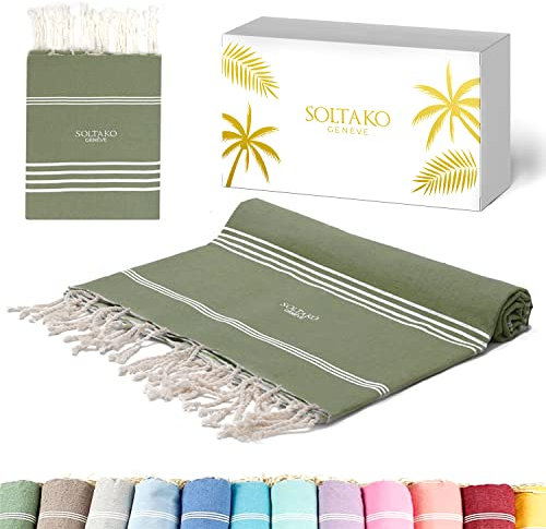 SOLTAKO Fouta Bali Premium XXL, Khaki, 200/200cm