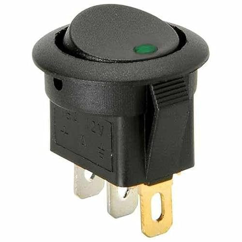 AUTOZOCO Interruptor basculante redondo con luz, Interruptor 2 posiciones, Interruptor 3 vias, Orificio de montaje de 19 mm, Interruptor ON-OFF SPST, 20 A 12V DC, Luz Verde