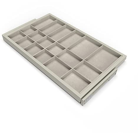 Emuca - Organisationsschublade mit sanft schließenden Schienen für Schränke, Modul 800mm, regulierbare, Steingrau lackiert