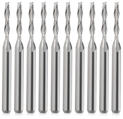 EU_HOZLY CNC Fräser 1/8 Schaft CNC Bit Schaftfräser Flachkopf Hartmetall Schaftfräser Zweiflöte 3.175mm Spiral Upcut Fräser Werkzeug Set für Holz PVC MDF Hartholz 10tlg