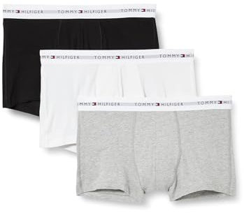 Tommy Hilfiger 3P Trunk Um0Um02761, Boxer, Uomo, Multicolore (Grey Heather/Black/White), M