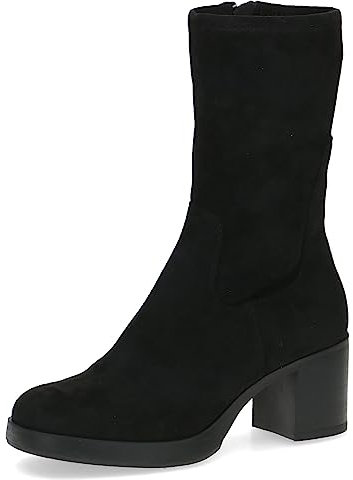 CAPRICE Damen Stiefeletten mit Absatz Memotion Hoher Schaft Blockabsatz Weite G, Schwarz (Black Stretch), 39 EU