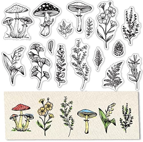 craspire Pilz-Klarsichtstempel Für Die Kartenherstellung, Scrapbooking-Zubehör, Tannenzapfen, Transparente Stempel, Blume, Lilie, Ginkgoblätter, Transparente Stempel Für Papier, Fotoalben