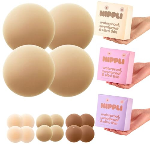 Nippli Premium Nippelcover - Wiederverwendbare & waschbare Nippelpads - Ultra dünn und Selbstklebende Nippel Cover aus Premium Silikon [8cm]