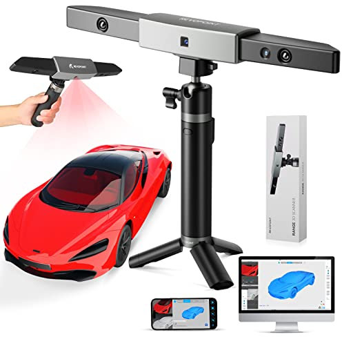 Revopoint Range 3D Scanner, 0,1 mm Scangenauigkeit, 18 fps Scangeschwindigkeit, 360 mm x 650 mm Einzelscanbereich für große Objekte, Reverse Engineering, modifizierte Autos, 3D-Drucker