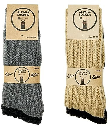 socksberg Alpaka Socken 4 Paar - Warme & Weiche Wintersocken für Damen & Herren 39-42 - Langlebige Wollsocken Thermosocken Kuschelsocken Wandersocken dicke Socken - flauschige Norweger Haussocken