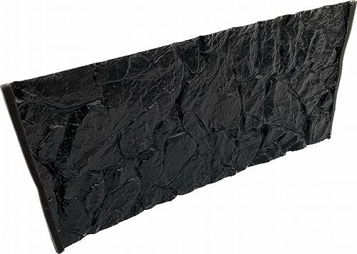 PLASTIKO - Aquarium Hintergrund 3D I Rückwänd 150x50 cm I Leicht zu Montieren und Reinigen I Keine Verklebung Erforderlich I Sicher für Tiere I Schwarz mit einem Muster aus Niedrigen Steinen