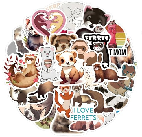 50 Stück Ferret Aufkleber Auto Laptop Telefon Gitarre Skateboard Motorrad Fahrrad Ferret Stickers Set Vinyl Wasserdicht Aesthetic Aufkleber für Jugendliche Kinder Erwachsene