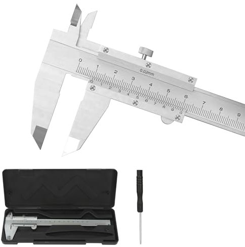 Calibro a Corsoio, 150mm Calibro in Acciaio Inox, Calibro Di Precisione Strumenti Di Misurazione Calibro Analogico per Misurzione Esterna Interna Profondità Argento